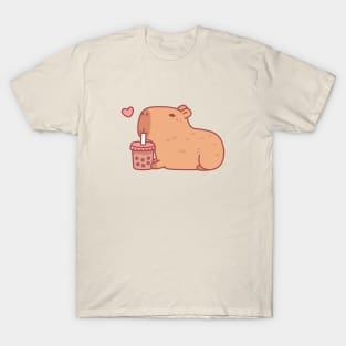 Cute Capybara Chilling With Bubble Tea T-Shirt